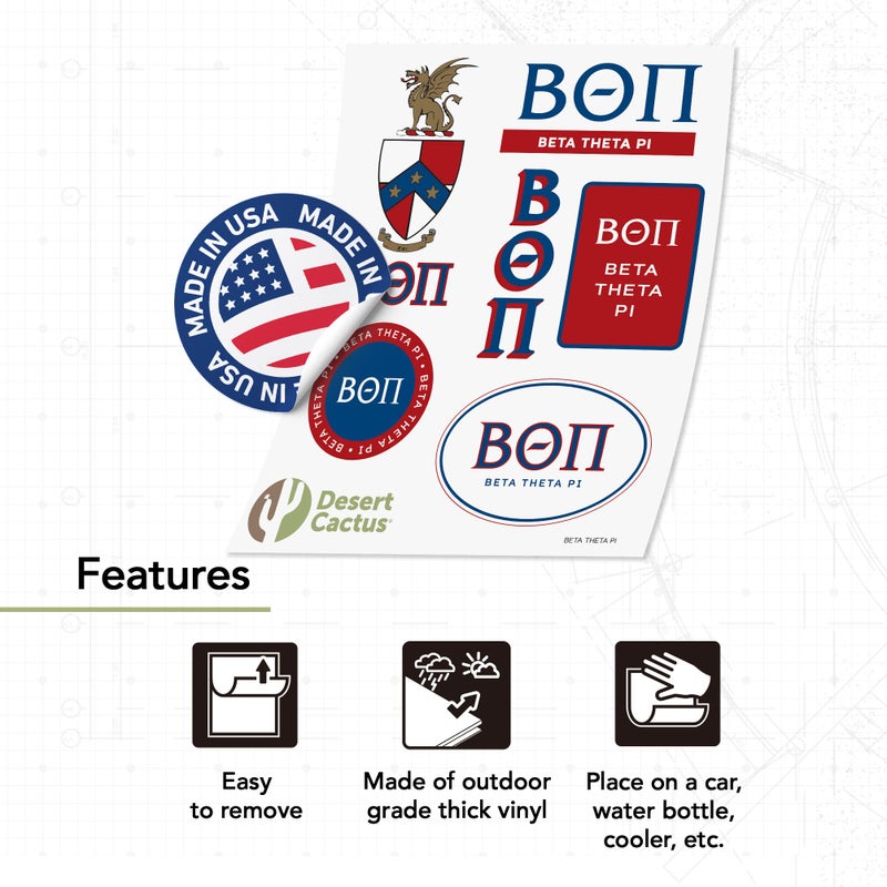 Desert Cactus Beta Theta Pi Standard Sticker Sheet Decal Laptop Water Bottle Car (Full - Standard) - Image 4